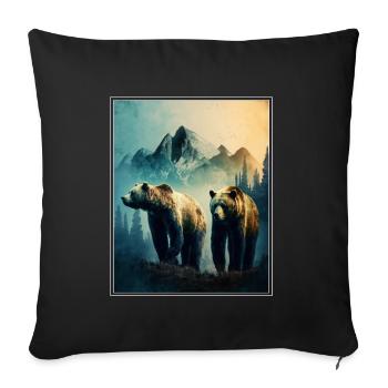Bear Environment Forest Mountains Environmental protection Species protection - Sofa pillowcase 17,3'' x 17,3'' (45 x 45 cm) - black - Front