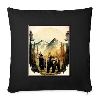Bear Environment Forest Mountains Environmental protection Species protection - Sofa pillowcase 17,3'' x 17,3'' (45 x 45 cm) - black - Front
