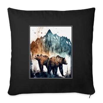 Bear Environment Forest Mountains Environmental protection Species protection - Sofa pillowcase 17,3'' x 17,3'' (45 x 45 cm) - black - Front
