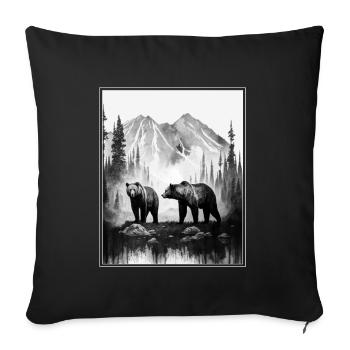 Bear Environment Forest Mountains Environmental protection Species protection - Sofa pillowcase 17,3'' x 17,3'' (45 x 45 cm) - black - Front