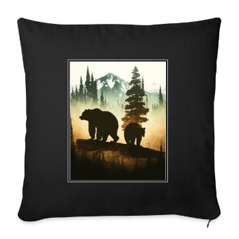 Bear Environment Forest Mountains Environmental protection Species protection - Sofa pillowcase 17,3'' x 17,3'' (45 x 45 cm) - black - Front