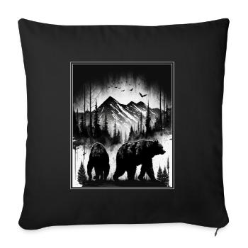 Bear Environment Forest Mountains Environmental protection Species protection - Sofa pillowcase 17,3'' x 17,3'' (45 x 45 cm) - black - Front