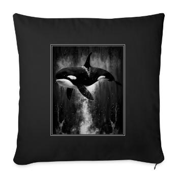 Whale Orca Marine biology Environmental protection Species protection - Sofa pillowcase 17,3'' x 17,3'' (45 x 45 cm) - black - Front