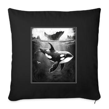 Whale Orca Marine biology Environmental protection Species protection - Sofa pillowcase 17,3'' x 17,3'' (45 x 45 cm) - black - Front