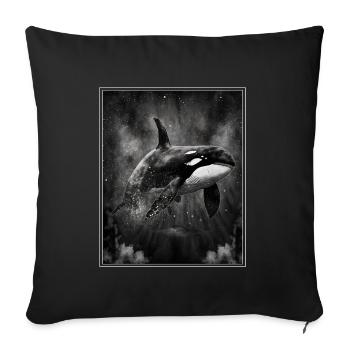 Whale Orca Marine Biology Environmental Protection Species Conservation - Sofa pillowcase 17,3'' x 17,3'' (45 x 45 cm) - black - Front