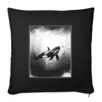 Whale Orca Marine biology Environmental protection Species protection - Sofa pillowcase 17,3'' x 17,3'' (45 x 45 cm) - black - Front