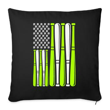 Baseball Bat Sports American Flag St. - Sofa pillowcase 17,3'' x 17,3'' (45 x 45 cm) - black - Front