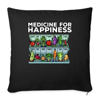 Medicine to Happiness Daily Dose of Vegetables - Sofa pillowcase 17,3'' x 17,3'' (45 x 45 cm) - black - Front