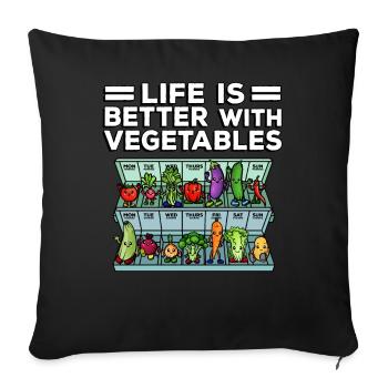 Medicine to Happiness Daily Dose of Vegetables - Sofa pillowcase 17,3'' x 17,3'' (45 x 45 cm) - black - Front