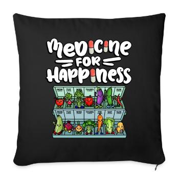 Medicine to Happiness Daily Dose of Vegetables - Sofa pillowcase 17,3'' x 17,3'' (45 x 45 cm) - black - Front