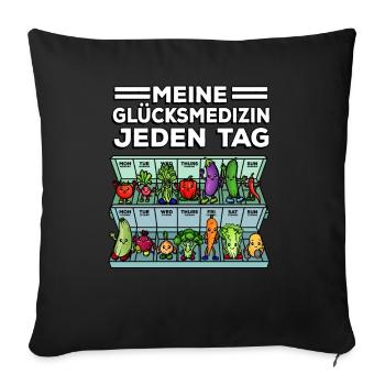 My happiness medicine Vegetable Foodie every day - Sofa pillowcase 17,3'' x 17,3'' (45 x 45 cm) - black - Front