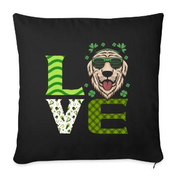 Love Cute Dog Animal Rights St. Patrick’s - Housse de coussin décorative 45 x 45 cm - noir - Devant