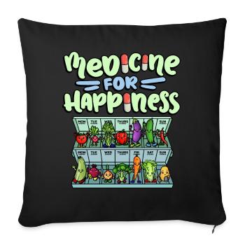 Medicine to Happiness Daily Dose of Vegetables - Sofa pillowcase 17,3'' x 17,3'' (45 x 45 cm) - black - Front