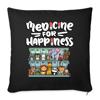 Médecine pour le bonheur Zoo mignon - Housse de coussin décorative 45 x 45 cm - noir - Devant