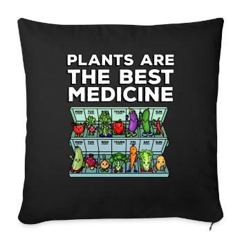 Medicine to Happiness Daily Dose of Vegetables - Sofa pillowcase 17,3'' x 17,3'' (45 x 45 cm) - black - Front