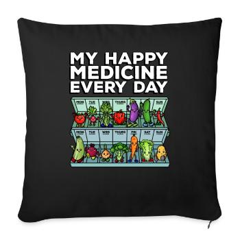 Medicine to Happiness Daily Dose of Vegetables - Sofa pillowcase 17,3'' x 17,3'' (45 x 45 cm) - black - Front