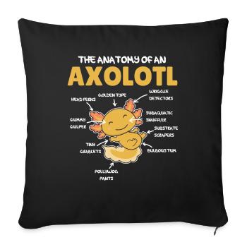 Axolotl Explanation Anatomy of an Axolotl - Sofa pillowcase 17,3'' x 17,3'' (45 x 45 cm) - black - Front