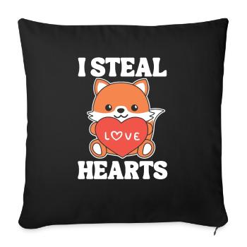 Fuchs zum Valentinstag ich stehle Herzen - Sofakissenbezug 45 x 45 cm - Schwarz - Vorne