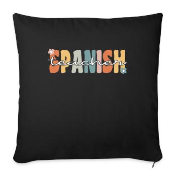 Spanisch Lehrer Groovy Retro Lehrer Geschenk - Sofakissenbezug 45 x 45 cm - Schwarz - Vorne