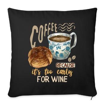 café, buveur de café buveur de vin drôle de dicton - Housse de coussin décorative 45 x 45 cm - noir - Devant