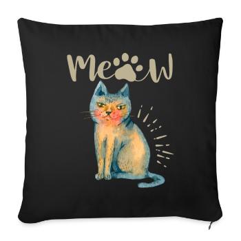 Funny Cat, saying, Meow - Sofa pillowcase 17,3'' x 17,3'' (45 x 45 cm) - black - Front
