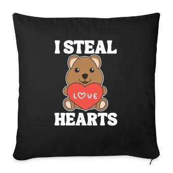 Quokka zum Valentinstag ich stehle Herzen - Sofakissenbezug 45 x 45 cm - Schwarz - Vorne