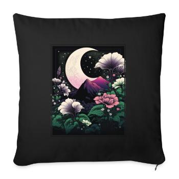 Fleur de lune Fleur de lune Vaporwave japonaise - Housse de coussin décorative 45 x 45 cm - noir - Devant