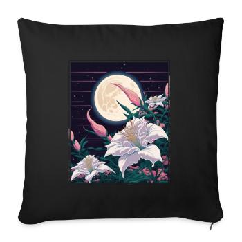 Fleur de lune Fleur de lune Vaporwave japonaise - Housse de coussin décorative 45 x 45 cm - noir - Devant