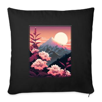 Fleur de lune Fleur de lune Vaporwave japonaise - Housse de coussin décorative 45 x 45 cm - noir - Devant