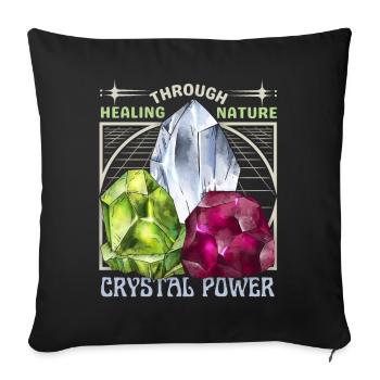 Healing Crystals, Esoteric, Crystal Power - Sofa pillowcase 17,3'' x 17,3'' (45 x 45 cm) - black - Front