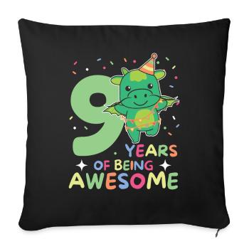 Dragon pour les enfants de 9 ans de neuf ans - Housse de coussin décorative 45 x 45 cm - noir - Devant