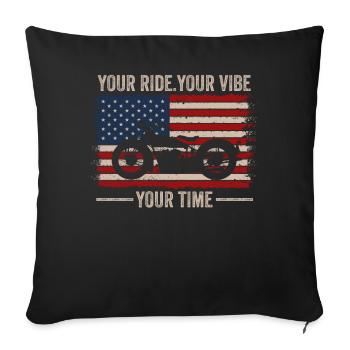 Your Ride Your Vibe Your Time Cruiser American - Sofa pillowcase 17,3'' x 17,3'' (45 x 45 cm) - black - Front