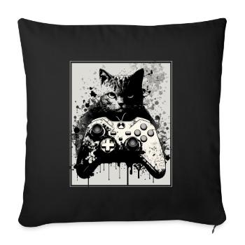 Cats and Gaming Cat Kitten Controller Gaming - Sofa pillowcase 17,3'' x 17,3'' (45 x 45 cm) - black - Front