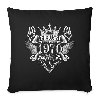 Février 1970 | Février 1970 anniversaire 1970 - Housse de coussin décorative 45 x 45 cm - noir - Devant