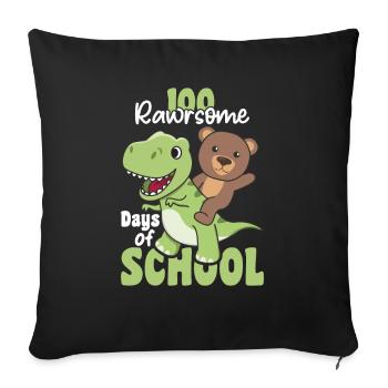 100 rawrsome days of school Bear Trex 100 Days - Sofa pillowcase 17,3'' x 17,3'' (45 x 45 cm) - black - Front