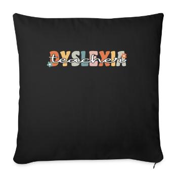 Dyslexia Lehrer Awareness Month Groovy Retro - Sofakissenbezug 45 x 45 cm - Schwarz - Vorne