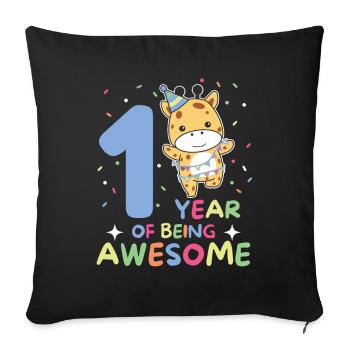 Giraffe for 1st birthday for children one year old - Sofa pillowcase 17,3'' x 17,3'' (45 x 45 cm) - black - Front