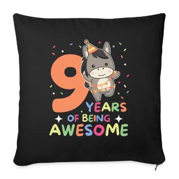 Âne pour les enfants de 9 ans de neuf ans - Housse de coussin décorative 45 x 45 cm - noir - Devant
