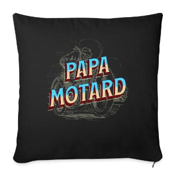 Papa Motard idée cadeau Passion moto humour - Housse de coussin décorative 45 x 45 cm - noir - Devant