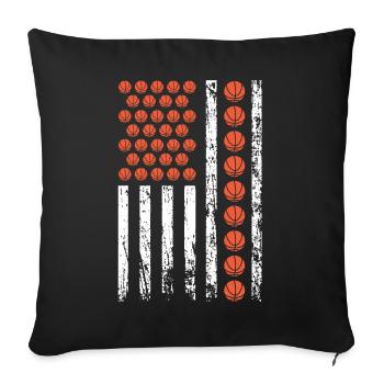 Drapeau de basket-ball sportif américain - Housse de coussin décorative 45 x 45 cm - noir - Devant
