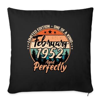 Février 1952 anniversaire 1952 légendes Février - Housse de coussin décorative 45 x 45 cm - noir - Devant