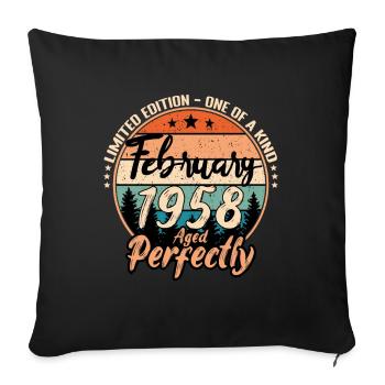 Février 1958 anniversaire 1958 légendes Février - Housse de coussin décorative 45 x 45 cm - noir - Devant