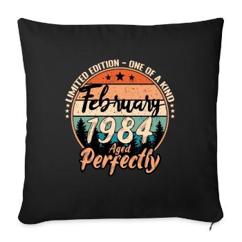 Februar 1984 Jubiläum 1984 Legenden Februar - Sofakissenbezug 45 x 45 cm - Schwarz - Vorne