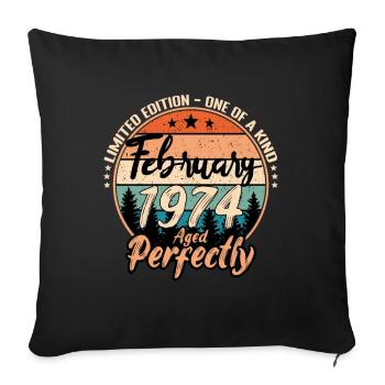 Février 1974 anniversaire 1974 légendes Février - Housse de coussin décorative 45 x 45 cm - noir - Devant