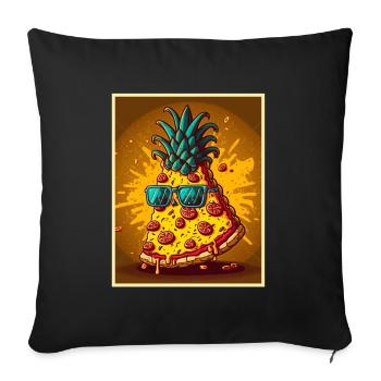Pizza Ananas Hawaii Restauration rapide d’été Tomates - Housse de coussin décorative 45 x 45 cm - noir - Devant