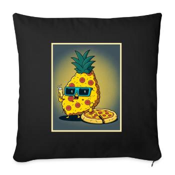 Pizza Ananas Hawaii Restauration rapide d’été Tomates - Housse de coussin décorative 45 x 45 cm - noir - Devant