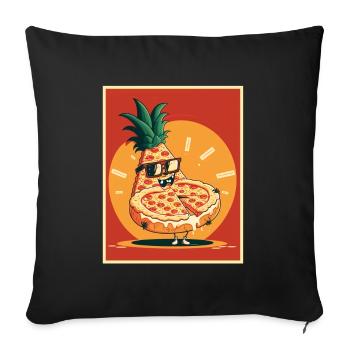 Pizza Ananas Hawaii Restauration rapide d’été Tomates - Housse de coussin décorative 45 x 45 cm - noir - Devant