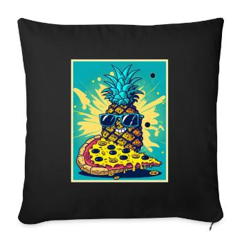 Pizza Ananas Hawaii Restauration rapide d’été Tomates - Housse de coussin décorative 45 x 45 cm - noir - Devant