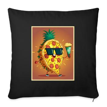 Pizza Ananas Hawaii Restauration rapide d’été Tomates - Housse de coussin décorative 45 x 45 cm - noir - Devant