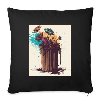 Müll Pflanzen Verschmutzung Umwelt Klima - Sofakissenbezug 45 x 45 cm - Schwarz - Vorne